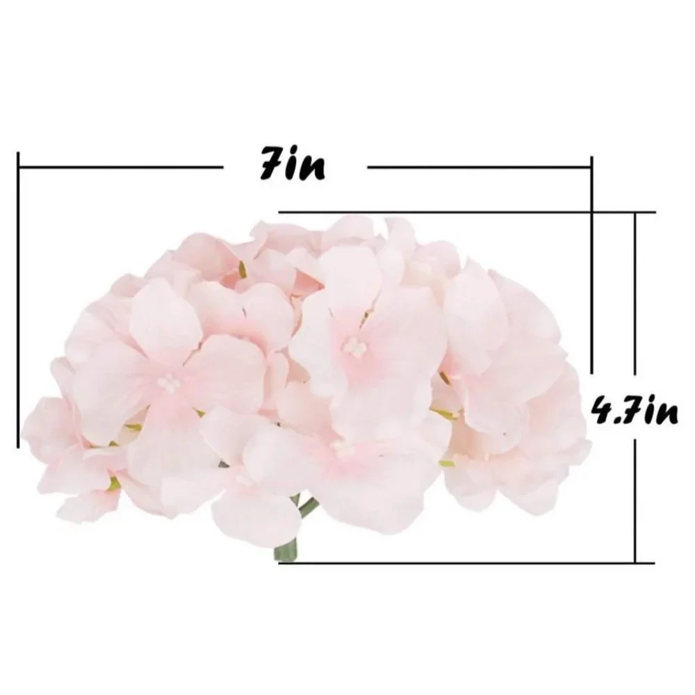10 pack | Light Pink Silk Hydrangea Flowers with Stems for Home Wedding Floral